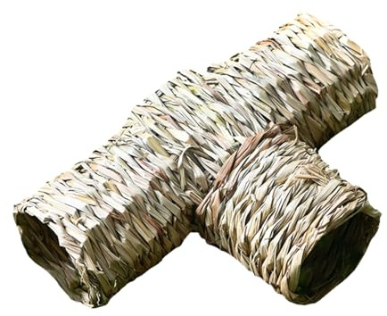 DIYEAH Tunnel per Criceto in Paglia Naturale, Gioco per Piccoli Animali Funzione di Intrattenimento e Addestramento, per Gerbilli e Topi
