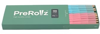 PreRollz 100 Rainbow Cones – 109 mm Konische Vorgedrehte Hülsen mit 26 mm Filter-Tip – Vorgerollte Joint-Papiere – Pre Rolled Cones – 25 Grün, 25 Pink, 25 Lila & 25 Blau