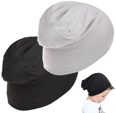 MBSIVSA 2 Pezzi Berretto Bambino, Cappello per Uomo e Donna Unisex in Jersey di Cotone, Caldo Cappello Invernale per Bambina Neonato Ragazzo Ragazza