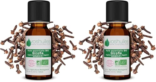 Voshuiles - Huile Essentielle Girofle Bio 20ml - Parfum Chaud - Réconfortant - Réputée pour ses Nombreuses Vertus - Huiles Essentielles de Qualité - 100% Pure et Naturelle - HEBBD et Certifiée ECOCERT