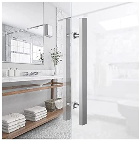 Scpantkend Indoor Outdoor Non Slip Sliding Barn Door Handles Flush Hardware Set,Bathroom Shower Door Handles and Pulls(Silver,Long 80cm/31.5 inch)