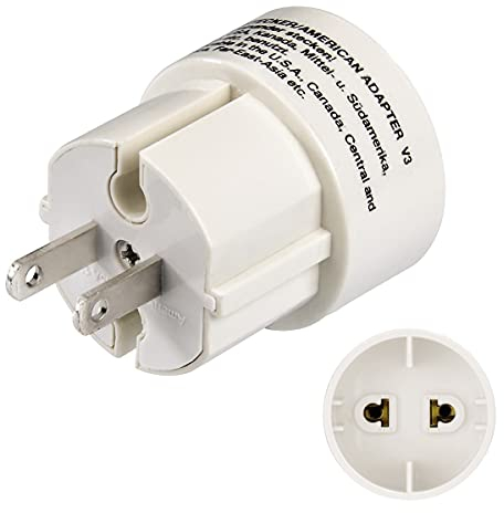 Hama Reisestecker USA Typ A (Adapter für Amerika, Japan, Kanada, Brasilien, Thailand, geeignet für Geräte mit Euro- oder Konturenstecker)