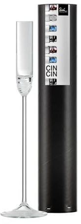 EISCH - Kelch CIN CIN in Geschenkröhre, 45 ml, Schnapsglas mit langem Stiel, Spirituosenglas mit Farbglas-Einschluss, Handgefertigtes Spezialglas, Kristallglas, Weiß