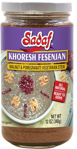 Sadaf Khoresh Fesenjan - Walnut & Pomegranate Stew - Ready to eat Vegetarian Stew - Traditional Persian Cuisine - 12 oz Jar