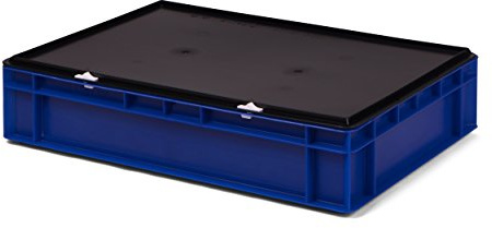 1a-TopStore Lagerbehälter / Euro-Transport-Stapelbox KTK 600/120-0, blau, mit Verschlußdeckel, 600x400x131 mm (LxBxH)