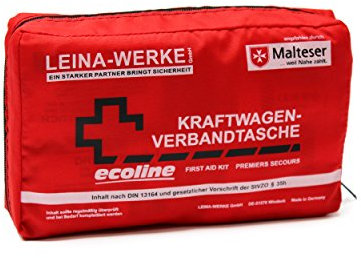 Leina-Werke 11044 KFZ-Verbandtasche Compact Ecoline mit Klett, Rot/Schwarz/Weiß