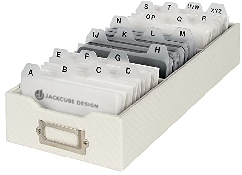 J JACKCUBE DESIGN Jack Cube Carbon Fiber Business Card Organizer Business Card Holder Name Card Organizer Name Card Holder With Removable Divider For Desk(White, 10.9 x 4.47 x 24.7 cm)-MK171B