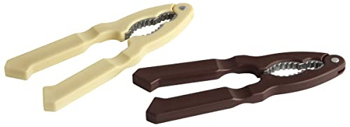 FACKELMANN Cascanueces metal (aluminio) y plástico POM, abridor de nueces, manual, Beige y Marrón, 18x6x1 cm. 1 ud.