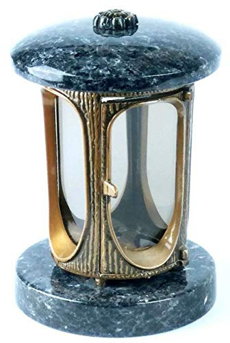 designgrab Tombe Lampe en aluminium messingfarbenem aspect ancien en aluminium et Granit Labrador Blue Pearl BP/Labrador acier