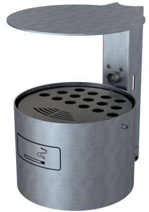 BAUZAUNWELT Rundascher mit Dach zur Wand- und Pfostenbefestigung mit Befestigungsschiene, Schlüssel und Aufkleber - Inhalt ca. 4 l - Ø 200 mm