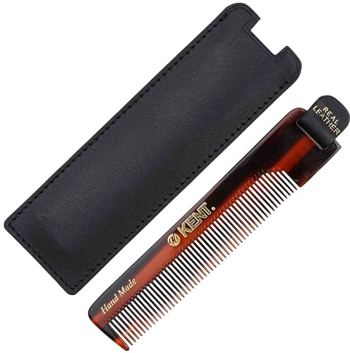 Kent NU22 Handmade Pocket Comb for Men, All Fine Tooth Hair Comb Straightener for Everyday Grooming Styling Hair, Beard and Mustache, Use Dry or with Balms, Saw Cut and Hand Polished, Made in England
