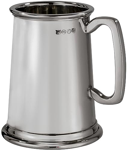 1 Pint Pewter Tankard Norfolk Design with Squared Handle Pure Heavy Gauge Beer Tankard Perfect for Engraved Personalised Gifts for Men and Women