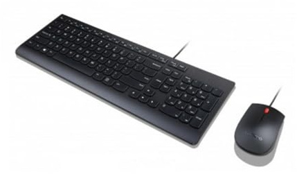 Lenovo Essential USB Belgisch, Englisch Schwarz - Tastaturen (Standard, Verkabelt, USB, Schwarz, Maus enthalten)
