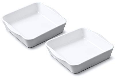 WM Bartleet & Sons 1750 TSET136 Set of 2 Traditional Porcelain Small Square Roasting & Baking Dishes (13.5cm) – White