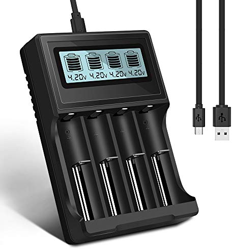Caricabatterie PALO 18650 con display LCD intelligente Ricarica rapida per 18650 16340 14500 26650 Batterie ricaricabili agli ioni di litio da 3,7 V (batterie non incluse)