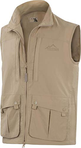 normani Herren Outdoorweste Sommerweste Freizeitweste Anglerweste Jagdweste mit atmungsaktivem Sonnenschutzmaterial 50+ (XS-5XK) Farbe Khaki Größe M/50