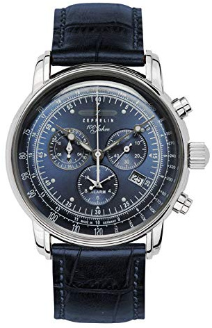 Zeppelin Herrenuhr mit Lederband Serie 100 Jahre ED. 1 Chronograph Alarm Datum 7680-3