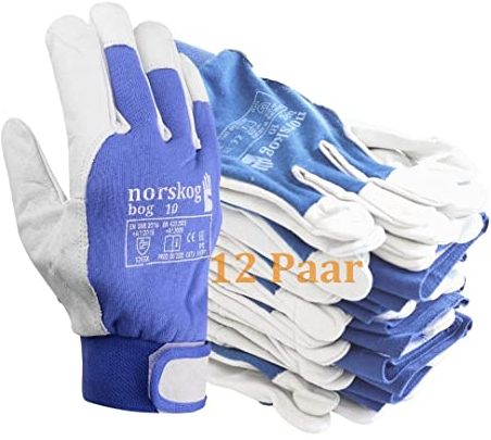 norskog BOG Arbeitshandschuhe Lederhandschuhe für Herren Handschuhe Schutzhandschuhe Gartenhandschuhe Montagehandschuhe Bauhandschuhe Lagerhaus Garten Baustelle LKW-Fahrer Heimwerker 12 Paare Gr. 9