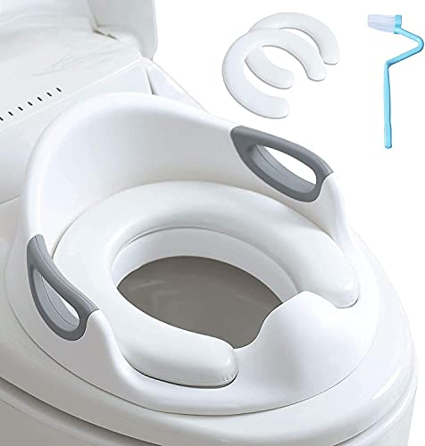 Chulovs Töpfchen-Trainingsstuhl für Kinder Kleinkinder-WC-Sitz für Baby mit Kissengriff und Rückenlehne, tragbarer Slip und Anti-Spritzer, auf Runde und ovale Toiletten auftragen (White)