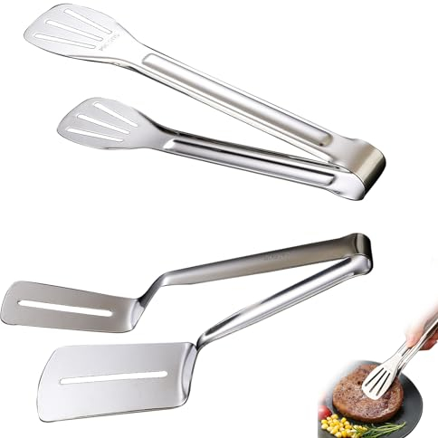 2 Pezzi Pinze per Bistecca per Carne, Pinza per Grill, Pinze da Cucina In Acciaio Inossidabile, per Insalata fi Carne, Spaghetti, Bistecca, Salsiccia, Arrosto (Due Stili)