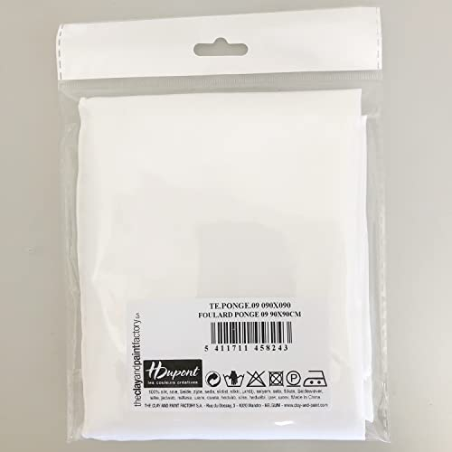 H Dupont DU145824C - Tuch - Schal aus Seide Pongé 9, Habutai 8, für Seidenmalerei, 90x90cm, zum Personalisieren, leicht glänzend, Weiß, 1 Stück