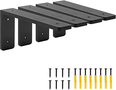 PICESA 8x 4Shelf Brackets,L Shelf Brackets, die-cast Formation, Vertical Angle, Premium Alloy Metal Heavy Duty Shelf Bracket, high Strength Mounting Hardware Included, Corner Brace Joint,Pack of 4.