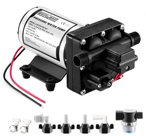 WASSERMANN RV Water Pump 12V DC, Self Priming Diaphragm Pump 5.0 GPM 55 PSI, Water Pressure Pump with Pressure Switch, for RV Marine Yacht Lawn Garden