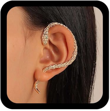 Allereya Vintage Schlange Ohrmanschette Wrap Ohrringe Gold - Punk Ohr Clip Crawler Schmuck Für Frauen Und Mädchen