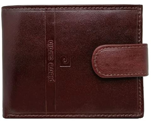 Pierre Cardin Cartera Hombre, Piel auténtica, Delgada, para Hombre, pequeña Delgada, RFID, Regalo, Billetera con Monedero, Piel, Porta Billetera, Tipo, Negro (Marron)