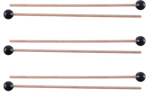6 Stücke Sanft Gummi Kopf Sticks Schlägel Schwarz