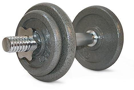 TITAN LIFE Dumbbell 10 kg, Adjustable. Cast iron. 1 pcs. Verstellbare Kurzhantel 10 kg. Gusseisen. 16 x 16 x 34 cm, Grey