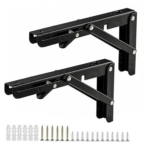 Folding Shelf Brackets 12Inch, 2pcs Folding Table Brackets Drop Leaf Supports,Wall Mounted Shelf Brackets Support,Foldable & Space-Saving, Load Capacity: 60kg / 132lbs