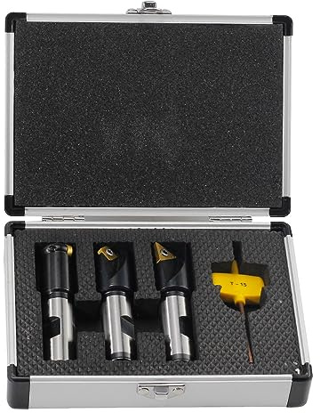 YUFUTOL 3 Pcs Little Hogger End Mill Set, 45 Degree, 90 Degree and 3/16r Mill with 3/4 Shank, 1 Head, with 3 Carbide Inserts SNHQ322, RNHQ32, TNGQ322