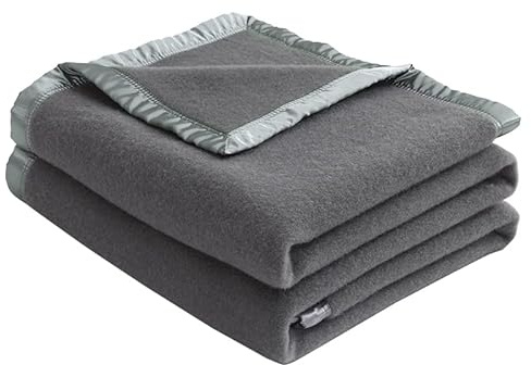 Thick Warm Wool Blankets,500GSM Heavy Blanket,100% Wool Blanket Twin Size,Wool Blanket Camping,Twin Wool Blankets for The Bed,Wool Outdoor Blanket(Dark Grey,80x60In)