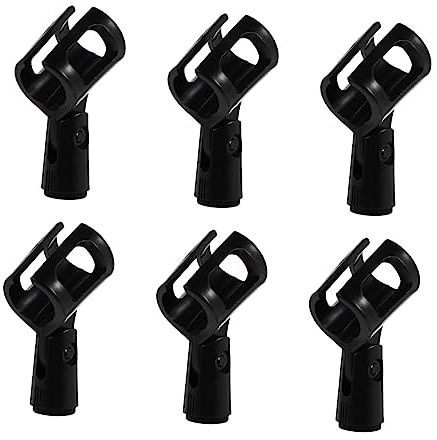 H-förmiger Mikrofonclip Schwarz, 6 Stück Robuste Mikrofonklemmen | Abs Kunststoff, für 2, 5-3, 8cm Durchmesser, Geeignet für Konferenzraum und Home Live