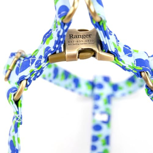 Angie and Allie Organic Cotton Personalized Step in Dog Harness,Custom Dog Halter Vests,Adjustable No Pull Canine Halter Harness for Small Medium Large Dogs