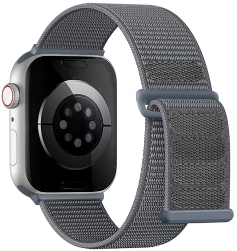 Lenrao Sportloop kompatibel med Apple Watch-band för kvinnor män 40 mm 41 mm 42 mm 38 mm, mjuka andningsbara nylonarmband för iWatch Band serie 11/10/9/8/7/6/5/4 SE 3/2/1 grå