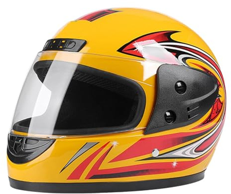 Generic Full Face Helmets - Lightweight Motorcycle Helmets, Yellow, Adults