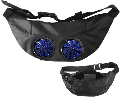 Waist Fan - Wearable Personal Fan Fanny Pack, USB Powerful Airflow Waist Fan Bag | Rechargeable Belt Fan Pack, Casual Hands Fan Waist Pack for Fishing Construction Workout Traveling