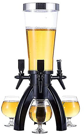 Dispensador de Bebidas Dispensador de Cerveza, Barril de Cerveza Dispensador de Torre de Cerveza de 3 litros Dispensador de Bebidas con 3 grifos y Tubo de Hielo