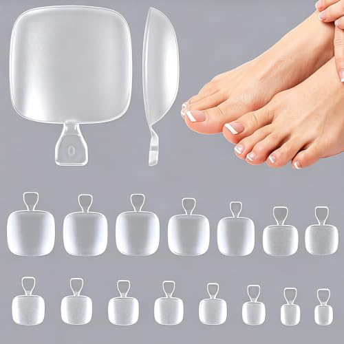 MUSILAN 1500PCS Toe Nail Tips, 15 Größen Kurze Quadrat Fußnägel zum Aufkleben, Pre-Shaped Matt Full Cover Soft Gel Künstliche Zehen Nägeltips für Nageltechnikerin, Salonstudio und Home DIY Anfänger