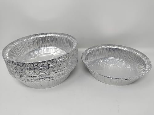 Foglish Home & Garden 50 x 19cm 7 Aluminium Foil Round Pie Flan Quiche Dish Tray Containers BBQ 19x19x4.4cm Airfryer Oven