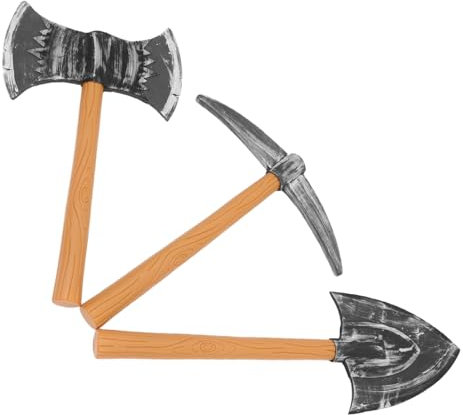 Toyvian 3 Pièces Hache Viking Plastique pour Cosplay Accessoire De Fête Costume Médiéval Main Pirate Vintage Réaliste Halloween Nain Bêche Scène Déguisement Accessoire Faux Modèle Fête