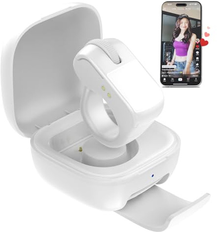 GUVOHUT Remote Control for TikTok,Air Finger Ring Mouse with Touchpad, Bluetooth Page Turner for iPad/Kindle App/iPhone/Android (White)