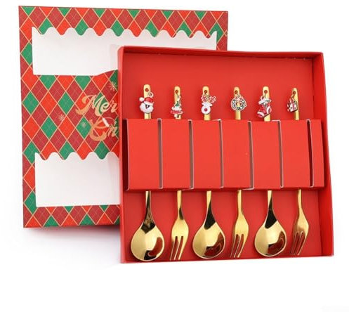 Elegantes Edelstahl Weihnachtsgeschirr Set für festliche Dinnerpartys (A)