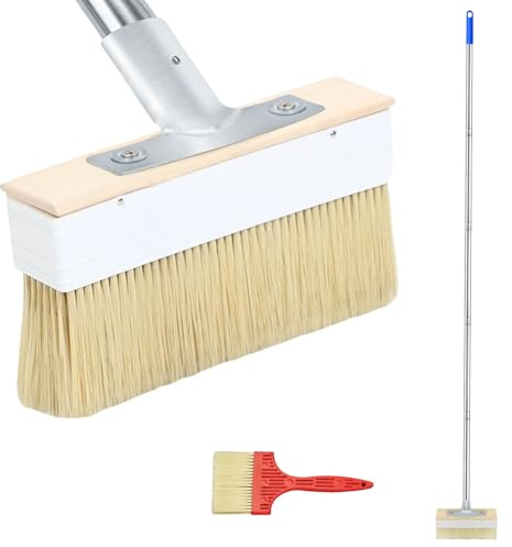 (67 inch) Deck Stain Applicator with Long Handle, with an additional brush head and two short handle brushes, suitable for wood stains, oil stains, deck coatings, fence wall furniture