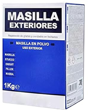 CABLEPELADO – Masilla en Polvo para Exteriores – Reparador de Grietas y Fisuras en Pared – Fácil Preparación con Agua – Acabado Blanco Listo para Pintar – Uso con Espátula o Llana – Formato 1 kg