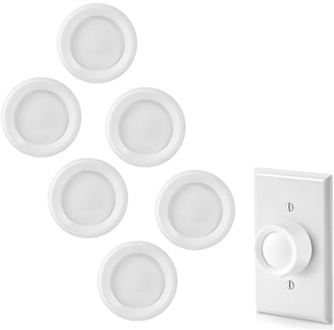 6 PCS RK-WH Rotary Dimmer Knob Replacement for Rotary Dimmer Switch,Fan Control,White