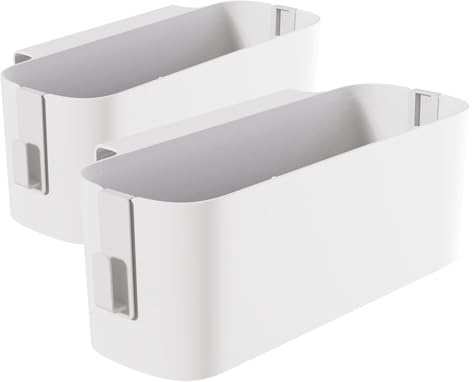 STOUCLA 2 Bett Organizer zum Einhängen, Hängekörbe mit 2 Abnehmbarer Haken, Robuste Nachttisch Caddy,Wohnheim, für Familie, Büro(Weiß)
