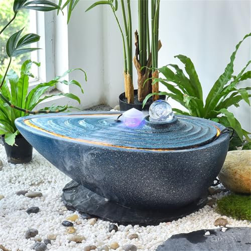 WSNCXFW Fontana Zen con Acqua Corrente, Kit per Fontana da Giardino Zen, Fontana da Tavolo con luci a LED, Cascata per Meditazione Zen, Decorazione per la casa, per Ufficio.